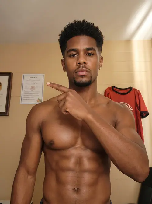 Shirtless Male Model Showcasing Defined Abs