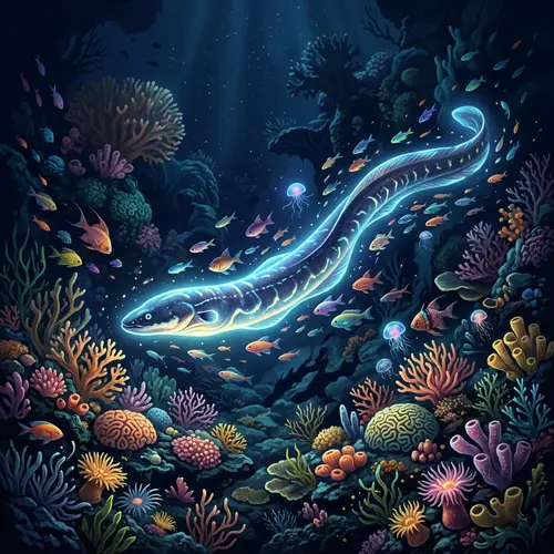Electric Eel Swimming in Deep Ocean | Colorful Corals & Fish