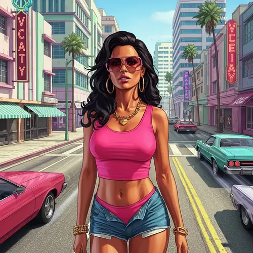 GTA Vice City Style Art Featuring a Female in Her 30s