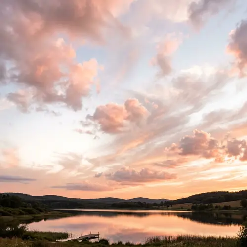 Tranquil Sunset Sky with Varied Color Clouds
