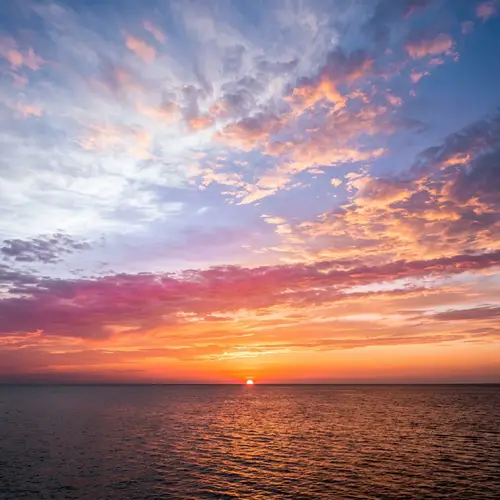 Breathtaking Sunset Sky with White-Blue, Pink, Orange Clouds