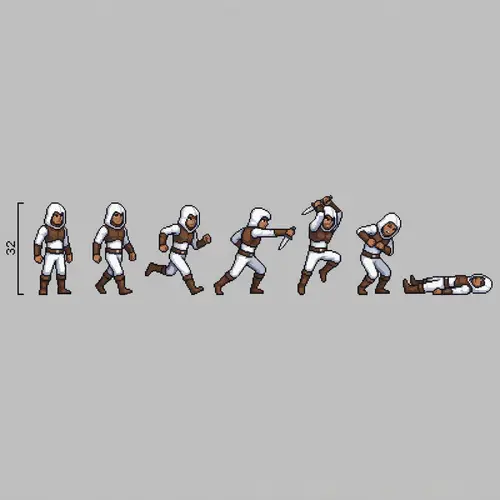 Pixel Art Medieval Assassin Character Poses