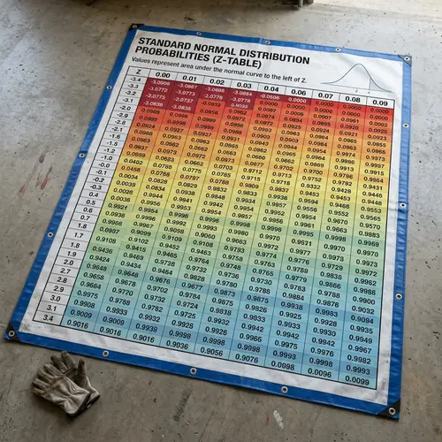 Standard Normal Probability Table on Tarpaulin | Color-Coded Grid