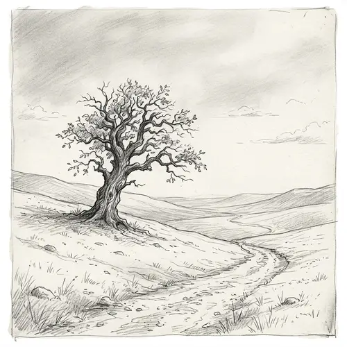 Solitude Depicted in Pencil Drawing | Lonely Scene Artwork