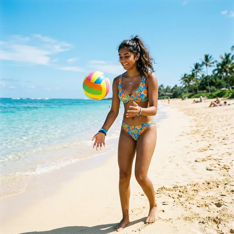 Stylish Teenage Girl in Bikini at the Beach