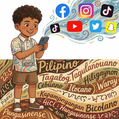 Modern Filipino Boy in Iconic Social Media Scene