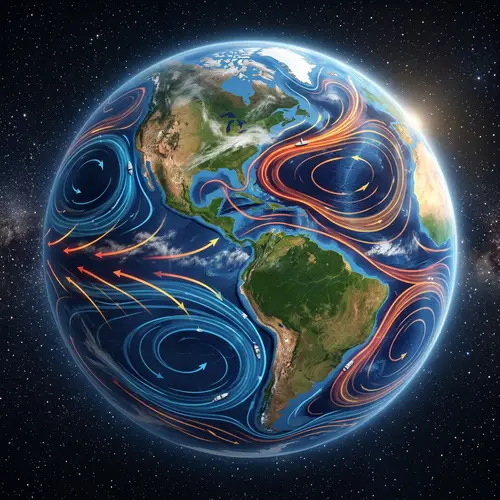 Coriolis Effect Art: Earth from Space with Trade Winds & Ocean Currents