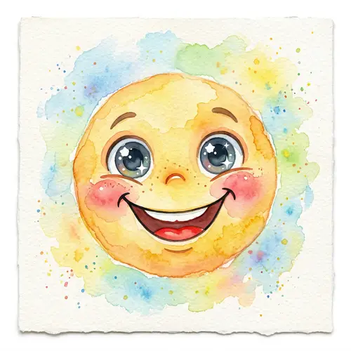 Joyful Happy Face Watercolor Illustration