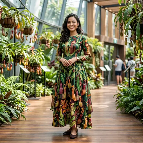 Indonesian Lady in Nephenthes Plant Dress