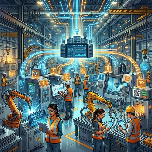 Industrial IoT Setup Illustration: Future Tech in Manufacturing