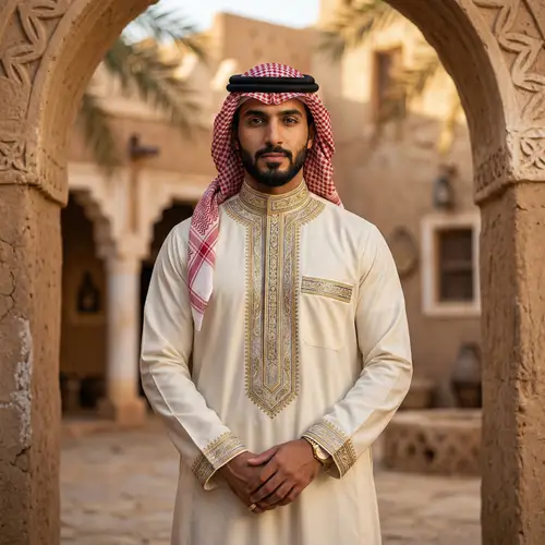 Portrait of a Saudi Model in Traditional Thobe