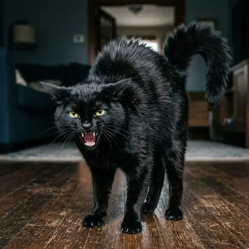 Feline Creature with Exaggerated Angry Expression