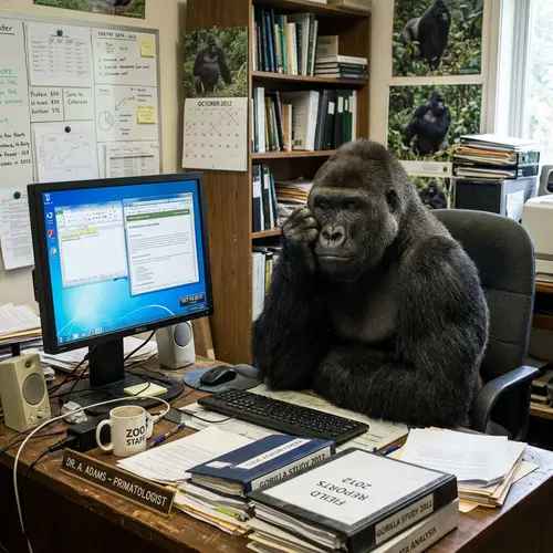 Bored Gorilla at Computer - Fun Facts & Insights