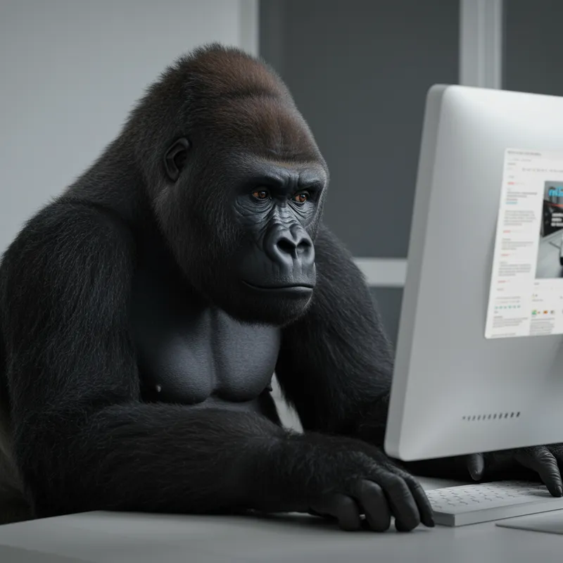 Bored Gorilla at Computer - Fun Facts & Insights