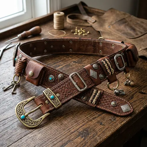 Intricate Belt Scene with Rich Textures and Creative Designs