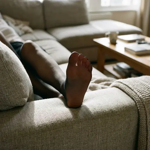 Elegant Female Foot in Black Tights