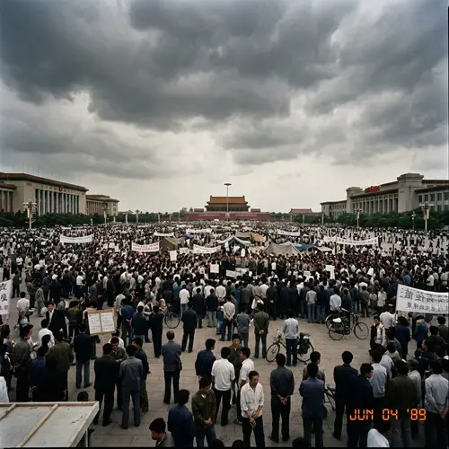 Historical Scene from Tiananmen Square June 4, 1989