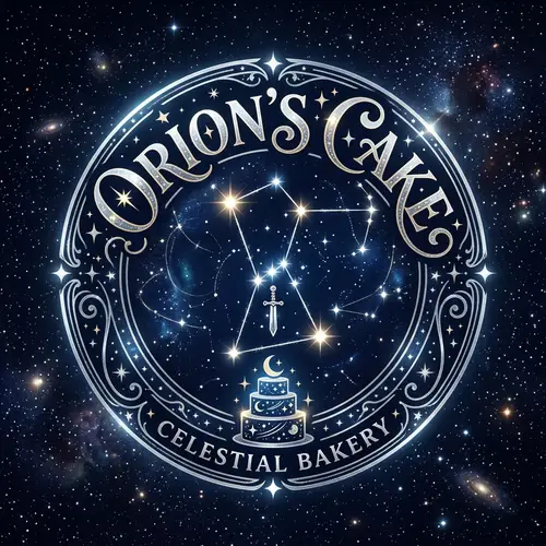 Orion's Cake: Celestial Bakery Logo with Constellation Design