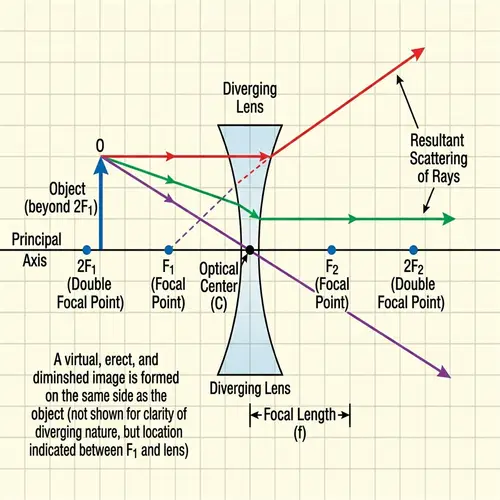 Scientific Illustration of Object Beyond Double Focus Lens