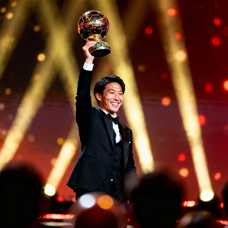 Wataru Endo Celebrates Ballon d'Or Victory