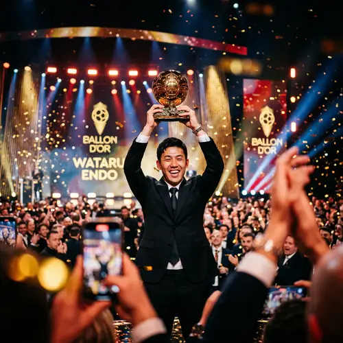 Wataru Endo Celebrates Ballon d'Or Victory