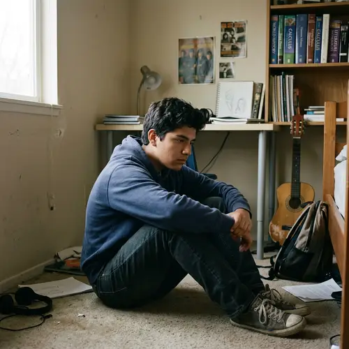 Thoughtful Hispanic Adolescent Boy Contemplating Future