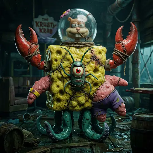 Horrifying SpongeBob Character Mashup