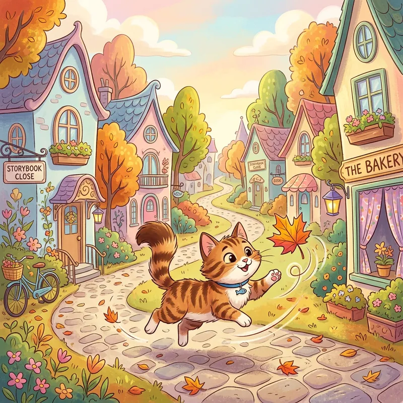Cheerful Disney Cat Animation in Colorful Neighborhood