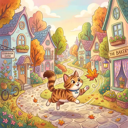 Whimsical Disney Cat Animation in Colorful Neighborhood