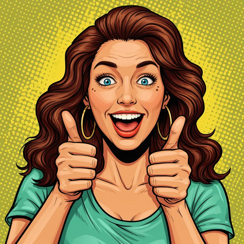 Cheerful Pop Art Model Thumbs Up Illustration