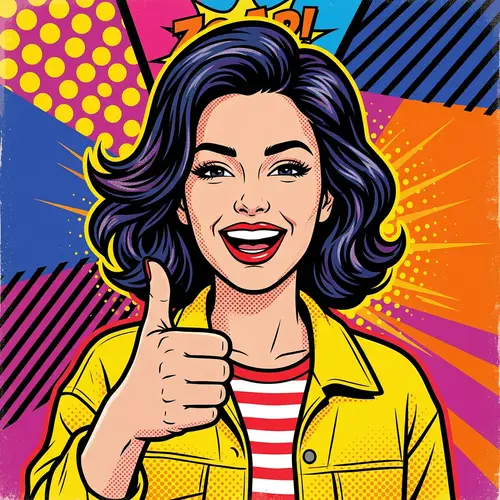 Cheerful Pop Art Model Thumbs Up Illustration