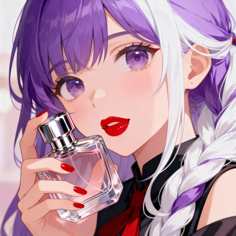 Cute Anime Girl Holding Luxury Perfume