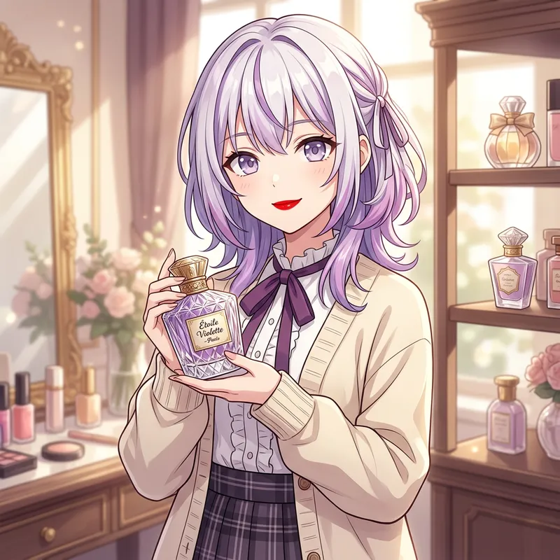 Cute Anime Girl Holding Luxury Perfume