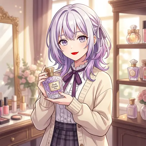 Cute Anime Girl Holding Luxury Perfume