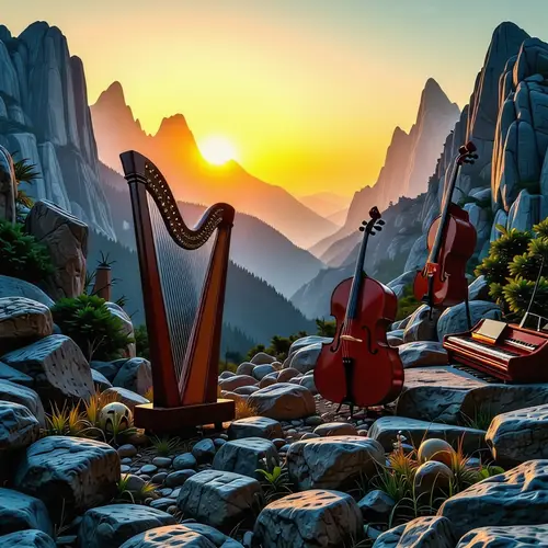 Cinematic Musical Landscape with Harp, Cello & Piano