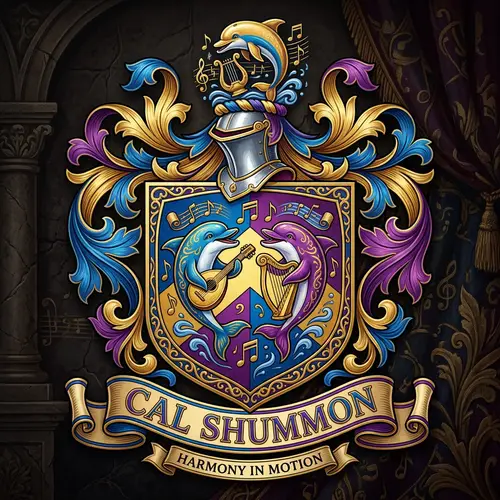Cal Shummon Coat of Arms with Musical Dolphins