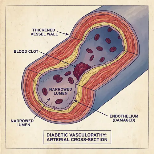 Diabetic Blood Vessel Anatomy: Structure, Thickness & Clots | Educational Illustration