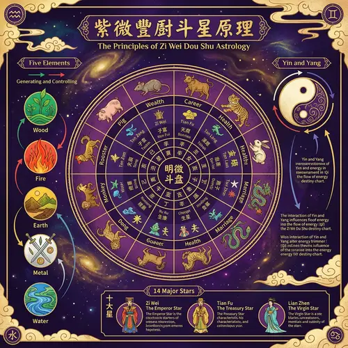 Zi Wei Dou Shu Astrology Illustration: Chinese Zodiac, Five Elements, Yin and Yang