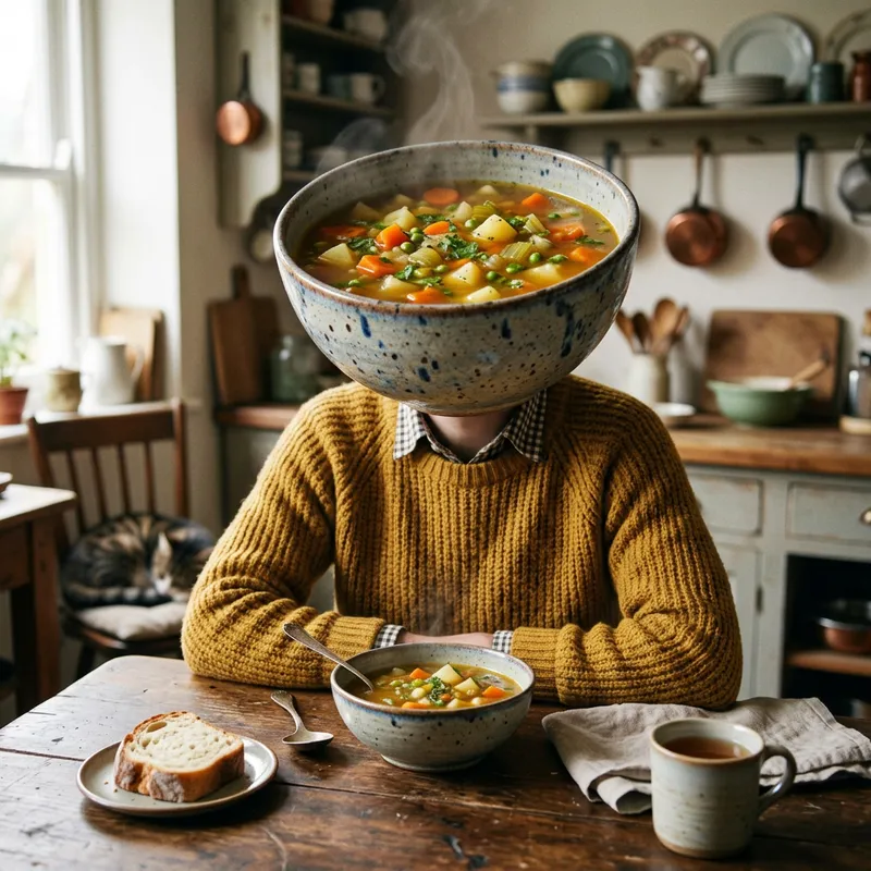 Soup Head Person - Quirky Character Art
