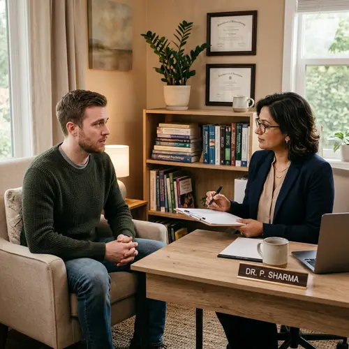 Professional Psychologist in Tranquil Office Setting