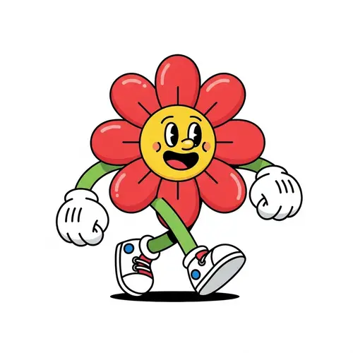 Cheerful Cartoon Flower Character for Kids