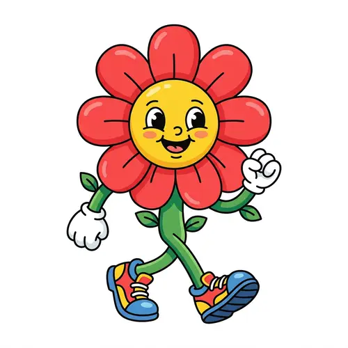 Cheerful Cartoon Flower Character for Kids