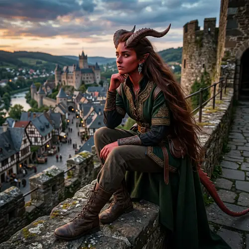 Young Tiefling with Long Hair | Intriguing Reddish-Skinned Character