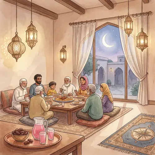 Traditional Middle Eastern Home Ramadan Illustration