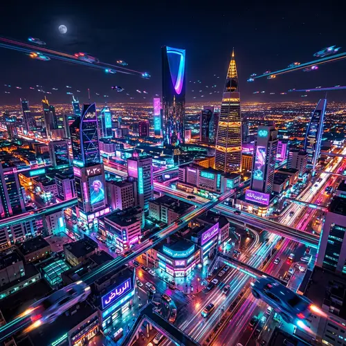 Futuristic Riyadh: A Cyberpunk Nightscape