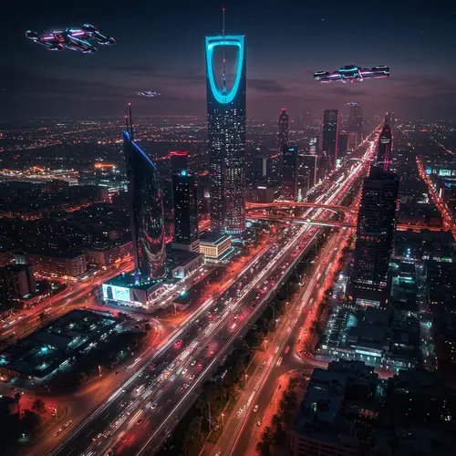 Futuristic Riyadh: A Cyberpunk Nightscape