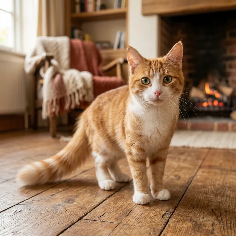 Adorable Orange and White Cat - Curious and Alert