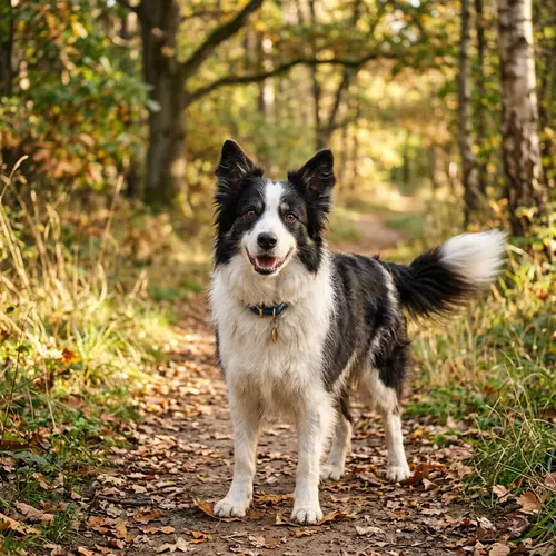 Charming Black and White Canine | Playful Dog with Expressive Eyes