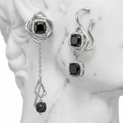 Modern Black & White Diamond Earrings Design