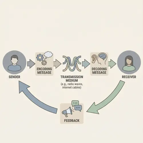 Generic Communication Cycle: Sender, Encoder, Medium, Receiver, Decoder, Feedback